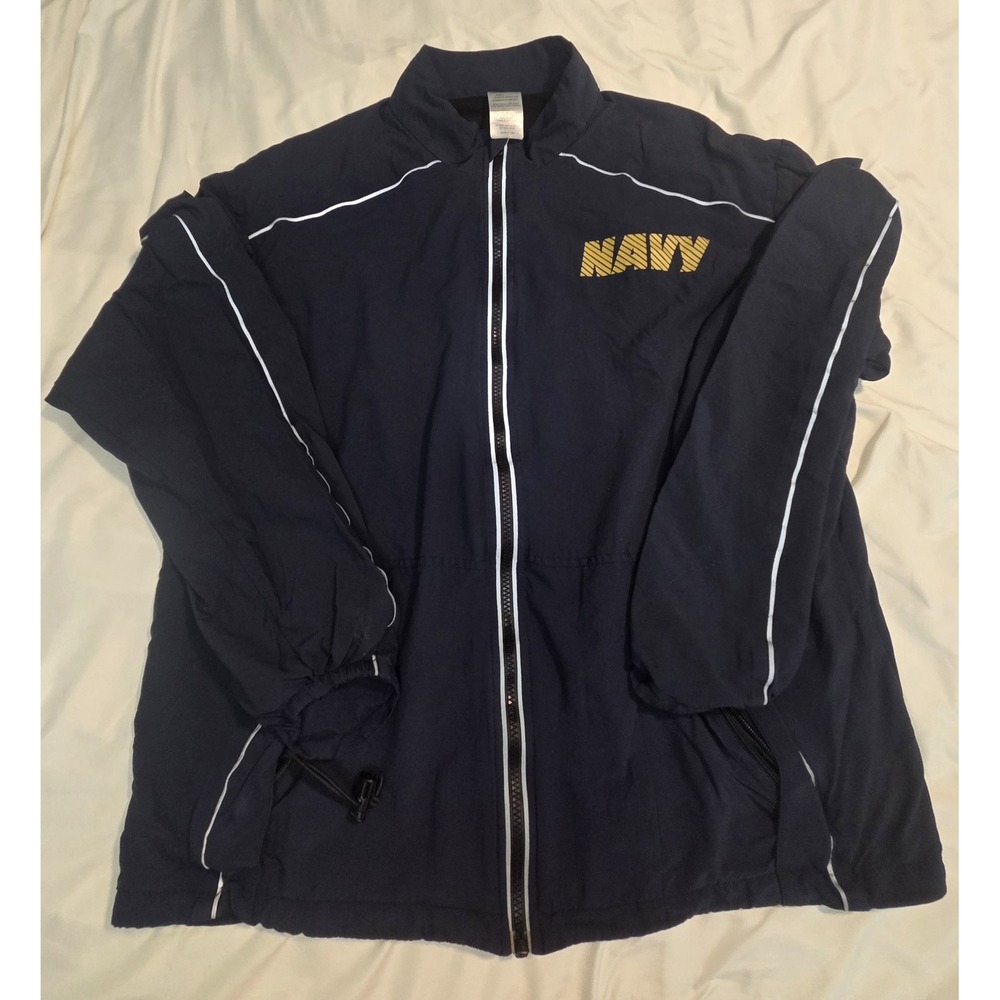 US Navy Fitness Suit Jacket Mens Large Blue Running PT Windbreaker SND Mfg